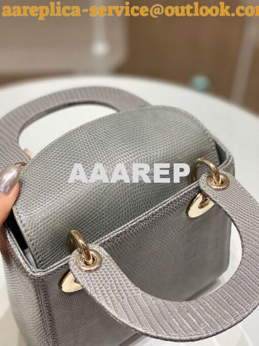 Replica Dior Lizard Mini Lady Dior Bag in Grey 5