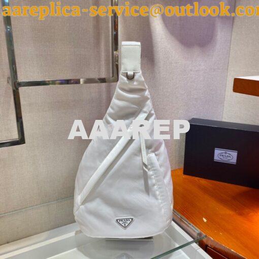 Replica Prada Re-nylon And Leather Backpack 2VZ092 White