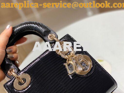 Replica Dior Lizard Mini Lady Dior Bag in Black 5