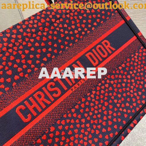 Replica Dior Book Tote bag in Navy Blue I Love Paris and Red Hearts Em 2
