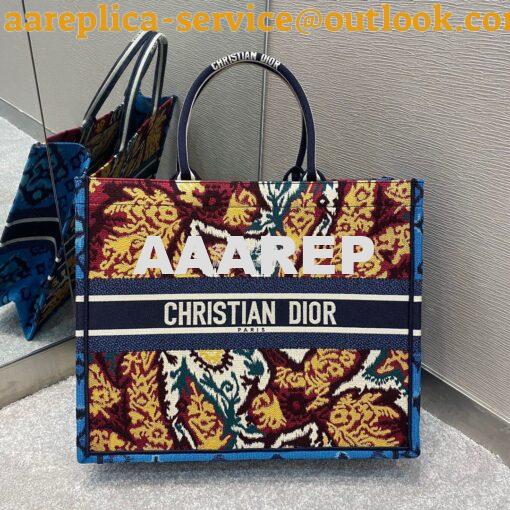 Replica Dior Book Tote bag in Blue Multicolor Dior Paisley Embroidery 3
