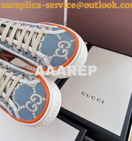 Replica Men Women's Gucci Tennis 1977 Sneaker 606110 Light Blue 6