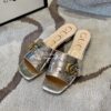 Replica Gucci Women's Slide With Double G 626742 Gold Metallic Laminat