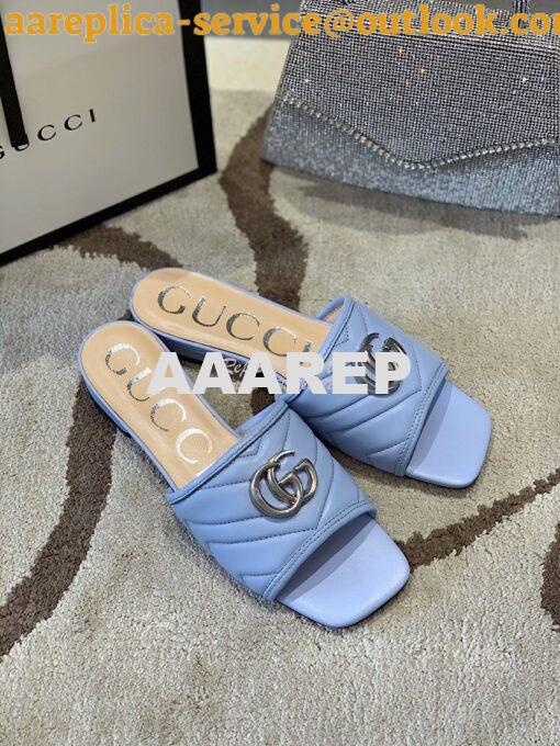 Replica Gucci Women's Slide w Double G 629730 Blue 2