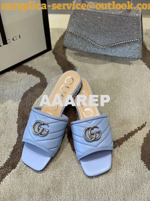 Replica Gucci Women's Slide w Double G 629730 Blue 4