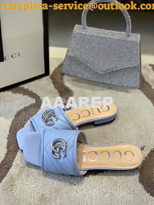 Replica Gucci Women's Slide w Double G 629730 Blue 7