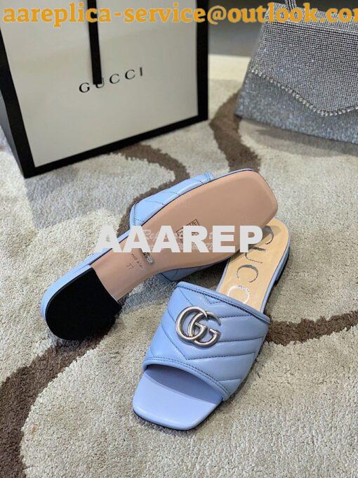Replica Gucci Women's Slide w Double G 629730 Blue 8