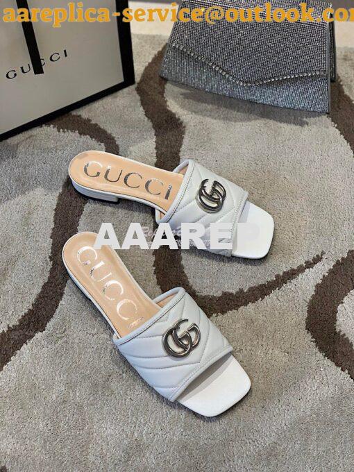 Replica Gucci Women's Slide w Double G 629730 White 4