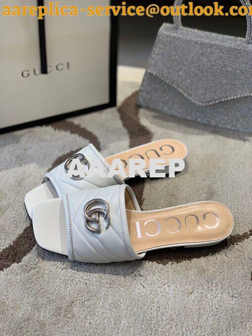 Replica Gucci Women's Slide w Double G 629730 White 7