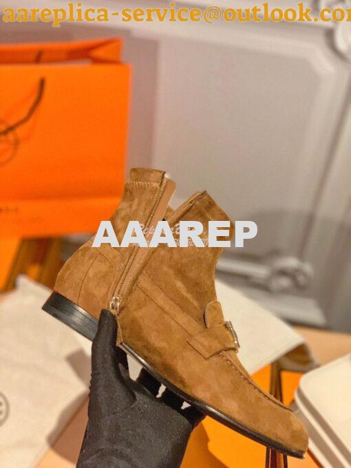 Replica Hermes Saint Honore Ankle Boot in Stretch Suede Goatskin H1821 7