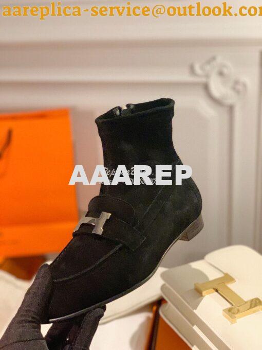 Replica Hermes Saint Honore Ankle Boot in Stretch Suede Goatskin H1821 4