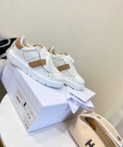 Replica DiorID Sneaker White Rubber and Calfskin KCK278 with Nude 2