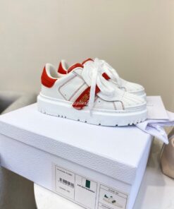 Replica DiorID Sneaker White Rubber and Calfskin KCK278 with Red