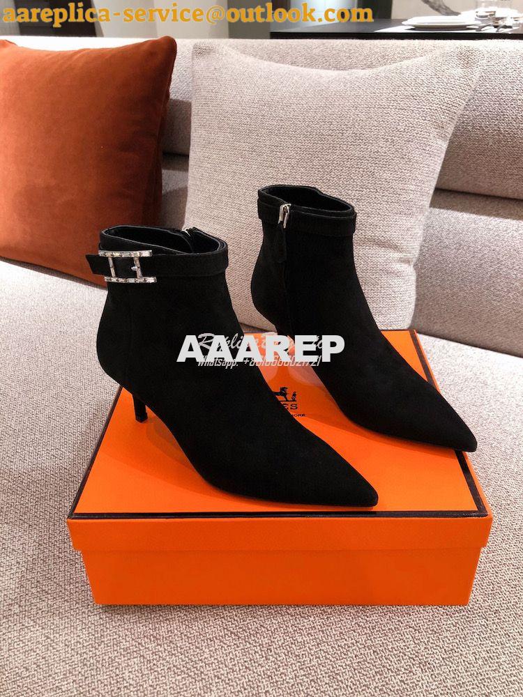 Replica Hermes Blanche Ankle Boot in Suede Goatskin with Hapi rhinesto 3 Replica Hermes Blanche Ankle Boot in Suede Goatskin with Hapi rhinesto 3
