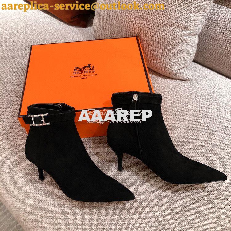 Replica Hermes Blanche Ankle Boot in Suede Goatskin with Hapi rhinesto 4 Replica Hermes Blanche Ankle Boot in Suede Goatskin with Hapi rhinesto 4