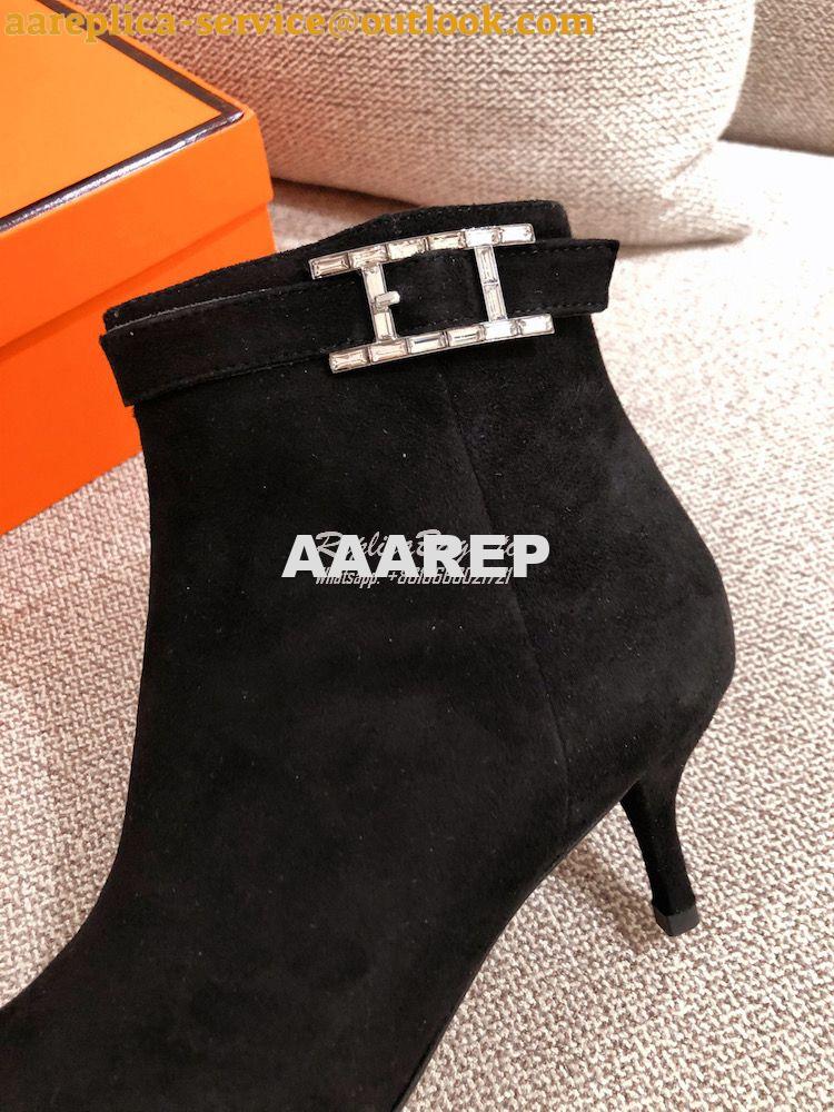 Replica Hermes Blanche Ankle Boot in Suede Goatskin with Hapi rhinesto 5 Replica Hermes Blanche Ankle Boot in Suede Goatskin with Hapi rhinesto 5
