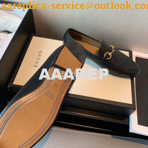 Replica Gucci Jordaan Leather Horsebit Loafer 404069 Black 10