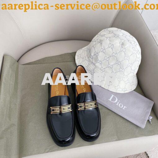 Replica Dior Code Loafer Black Glazed Calfskin KCB633 2