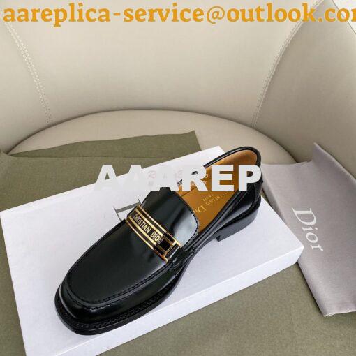 Replica Dior Code Loafer Black Glazed Calfskin KCB633 3