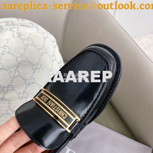 Replica Dior Code Loafer Black Glazed Calfskin KCB633 5