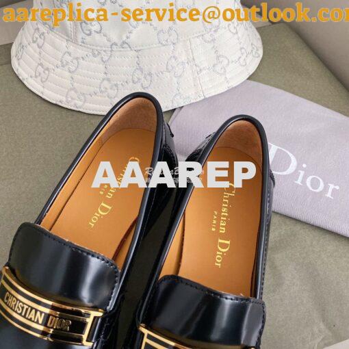 Replica Dior Code Loafer Black Glazed Calfskin KCB633 6