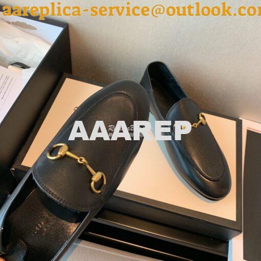 Replica Gucci Leather Horsebit Loafer 414998 Black 7
