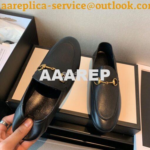 Replica Gucci Leather Horsebit Loafer 414998 Black 8