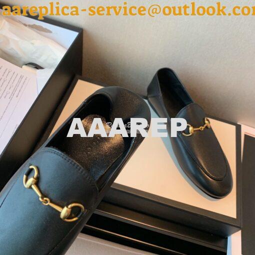 Replica Gucci Leather Horsebit Loafer 414998 Black 9