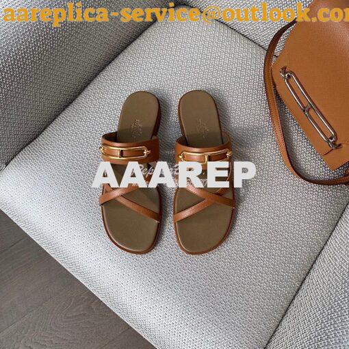 Replica Hermes Claire Sandal in Calfskin H211039 Brown