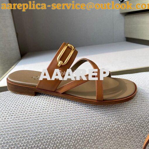 Replica Hermes Claire Sandal in Calfskin H211039 Brown 4