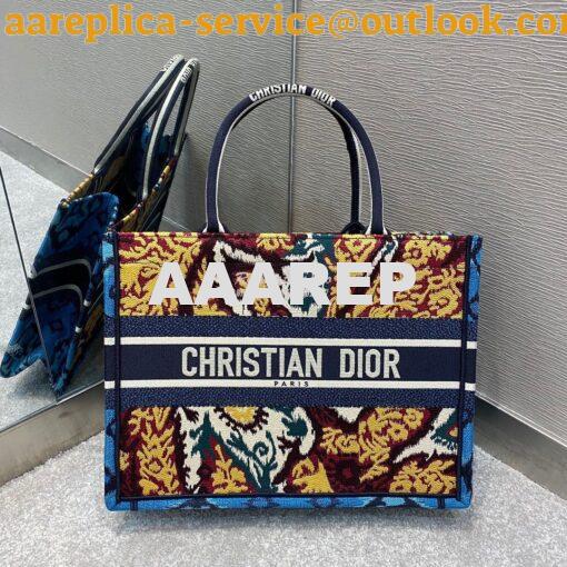 Replica Dior Book Tote bag in Blue Multicolor Dior Paisley Embroidery 9