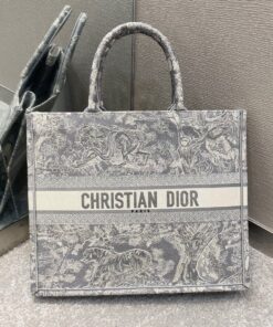 Replica Dior Book Tote bag in Gray Toile de Jouy Reverse Embroidery