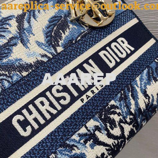 Replica Dior Medium Lady D-Lite Bag Blue Palms Embroidery 3
