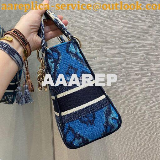 Replica Dior Medium Lady D-Lite Bag Blue Palms Embroidery 5