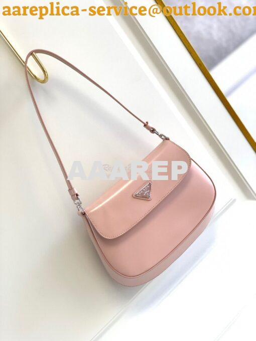 Replica Prada Cleo Brushed Leather Shoulder Bag With Flap 1BD311 Pink