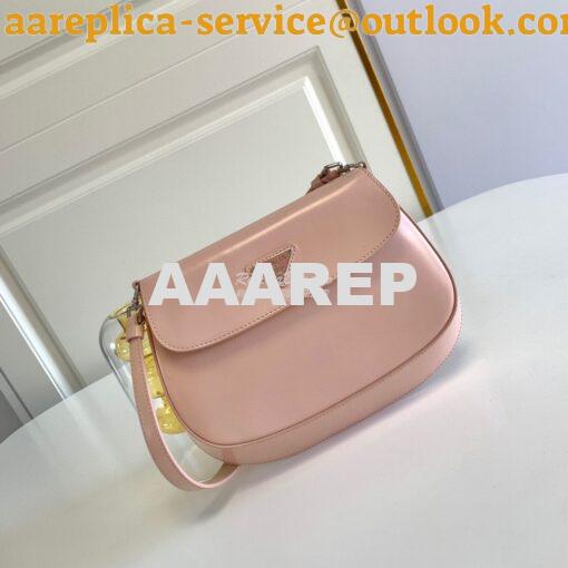 Replica Prada Cleo Brushed Leather Shoulder Bag With Flap 1BD311 Pink 2