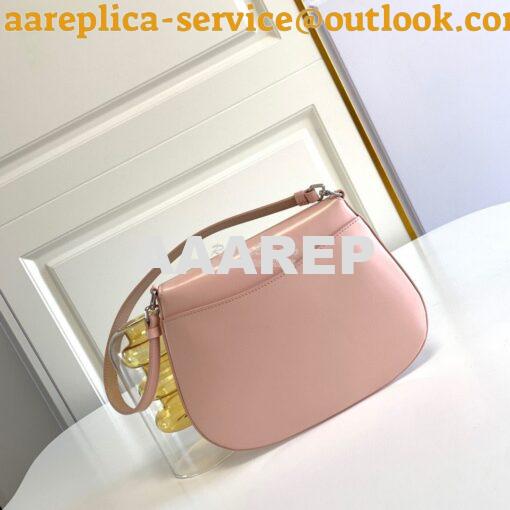 Replica Prada Cleo Brushed Leather Shoulder Bag With Flap 1BD311 Pink 3