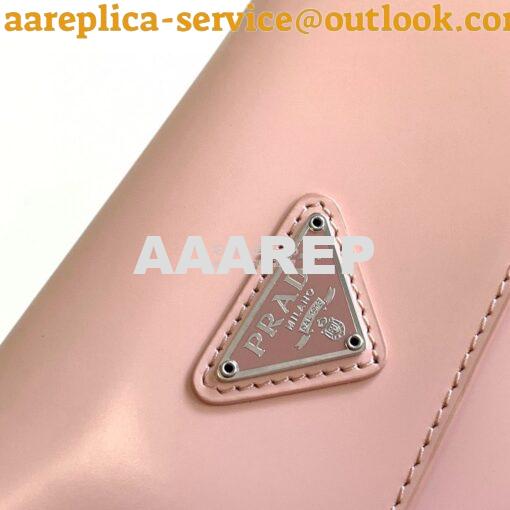 Replica Prada Cleo Brushed Leather Shoulder Bag With Flap 1BD311 Pink 5