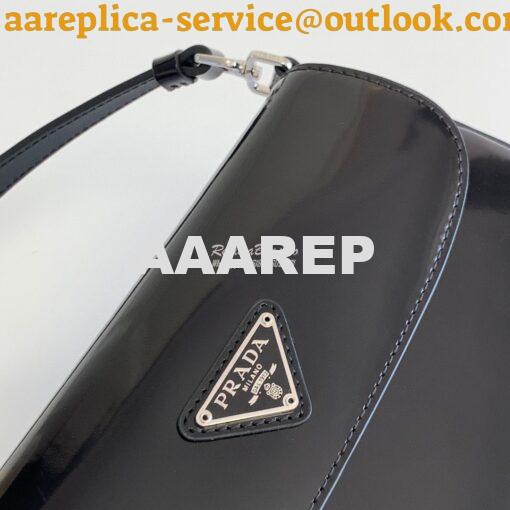 Replica Prada Cleo Brushed Leather Shoulder Bag With Flap 1BD311 Black 4