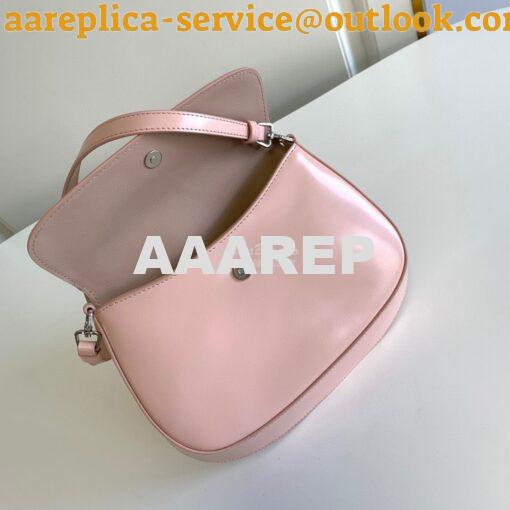 Replica Prada Cleo Brushed Leather Shoulder Bag With Flap 1BD311 Pink 7