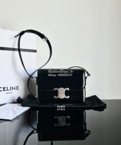 Replica Celine Triomphe Bag Shiny Calfskin Black with Silver Hardware