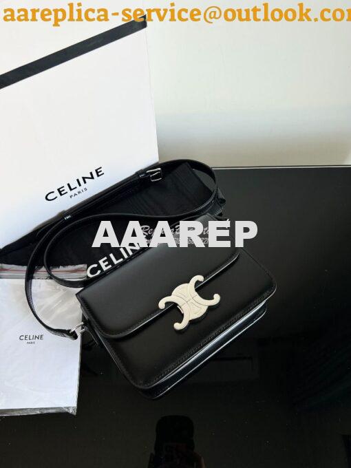 Replica Celine Triomphe Bag Shiny Calfskin Black with Silver Hardware 3