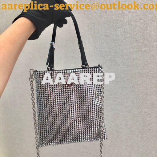 Replica Prada Satin Handbag with Decoration 1BA253 Crystals