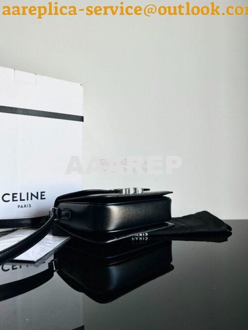 Replica Celine Triomphe Bag Shiny Calfskin Black with Silver Hardware 10