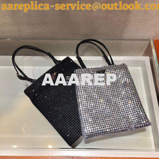 Replica Prada Satin Handbag with Decoration 1BA253 Black