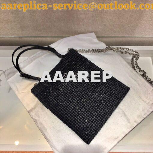 Replica Prada Satin Handbag with Decoration 1BA253 Black 4