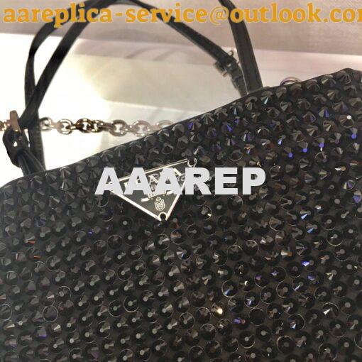 Replica Prada Satin Handbag with Decoration 1BA253 Black 6