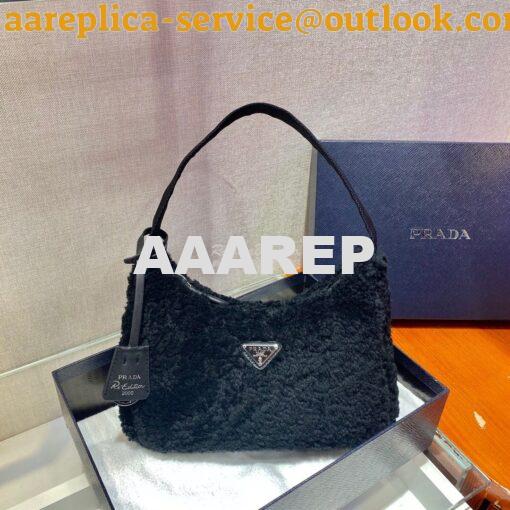 Replica Prada Re-edition 2000 Shearling Mini-bag 1NE515 Black 3