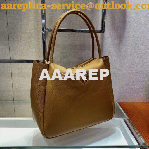 Replica Prada Medium Leather Handbag 1BC142 Cognac 4