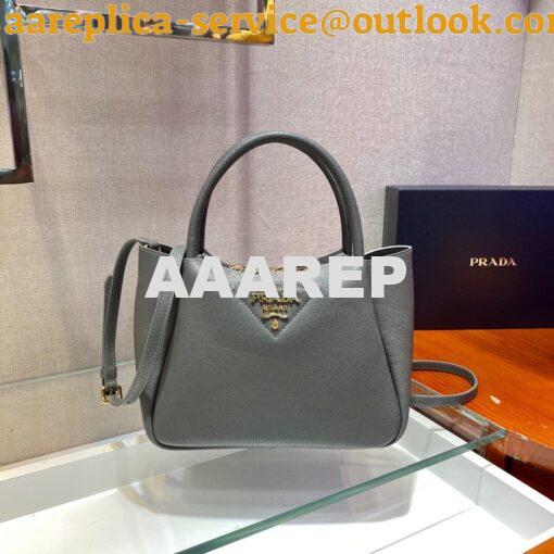 Replica Prada Small Leather Handbag 1BC145 Grey 2